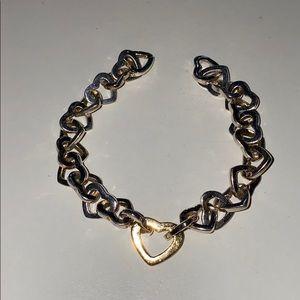 Tiffany & Co 18K gold heart/sterling silver brac